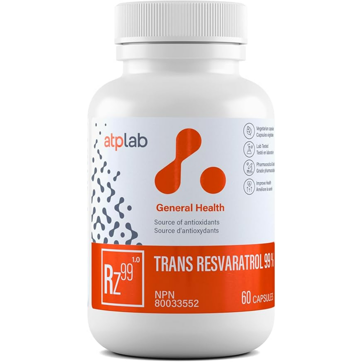 ATP LAB - Trans Resvératrol 99 % 60 capsules