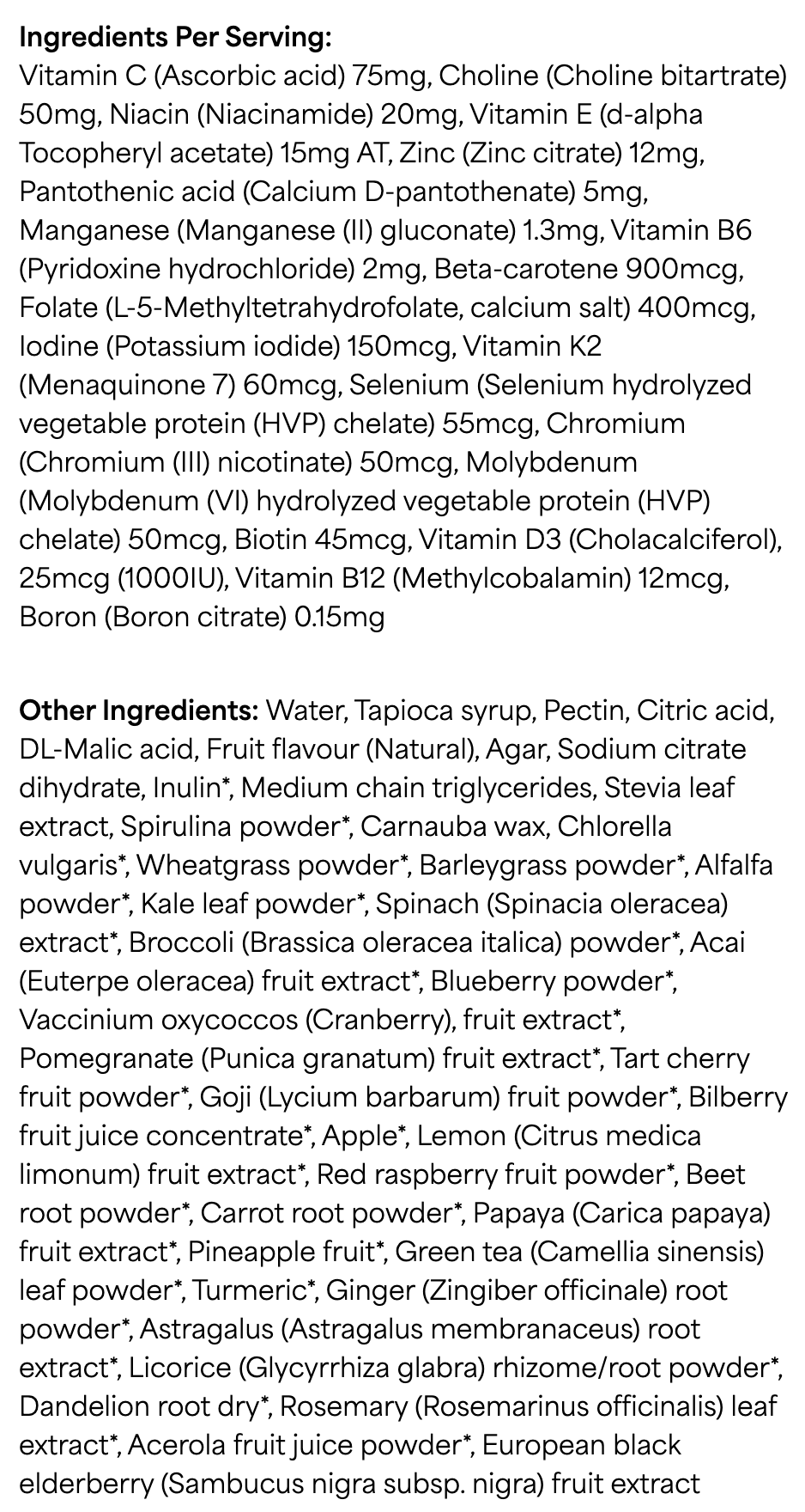 Nutritional Information