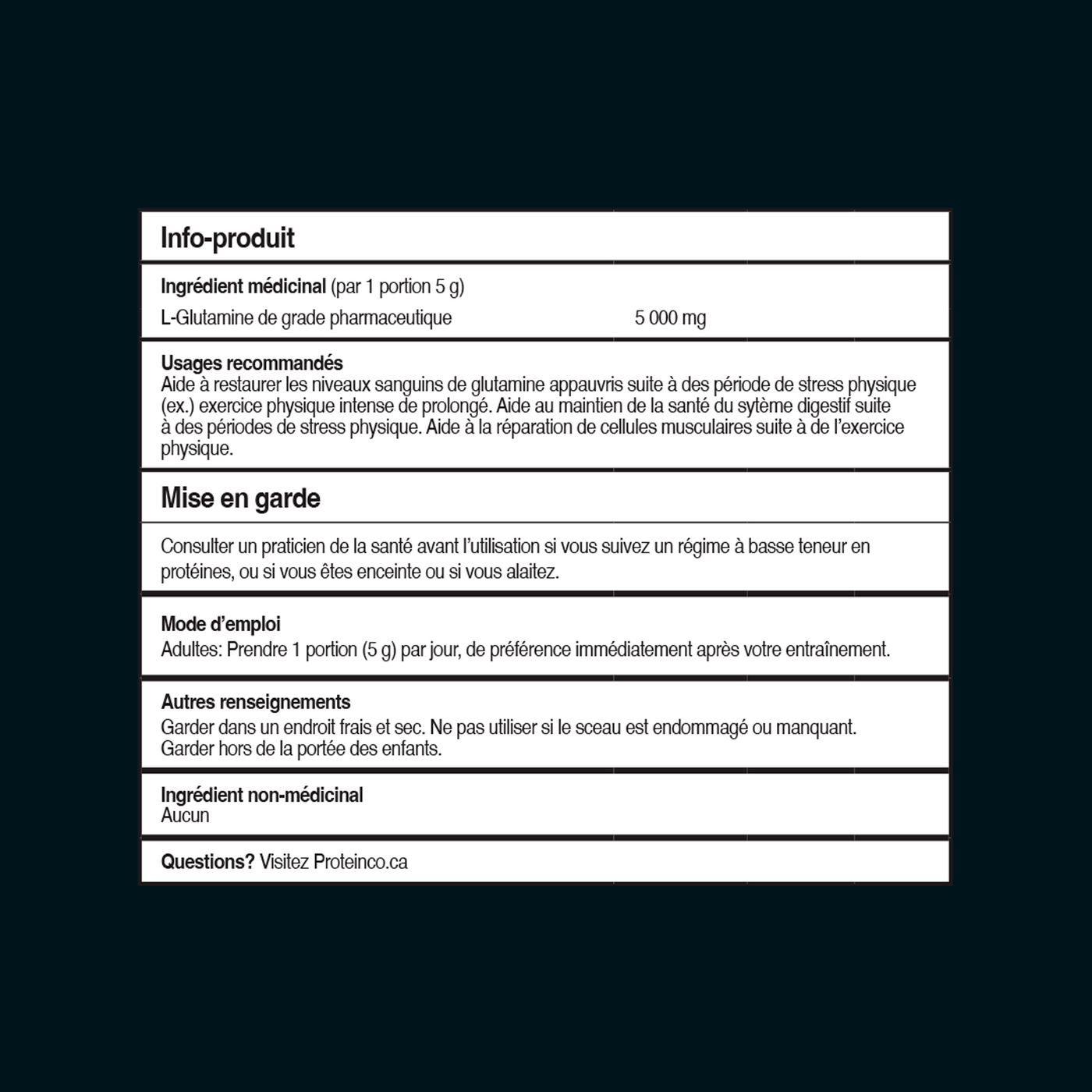 Informations Nutritionnelles